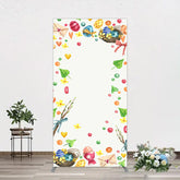 Lofaris Colorful Eggs Hearts Leaves Easter Rectangle Backdrop